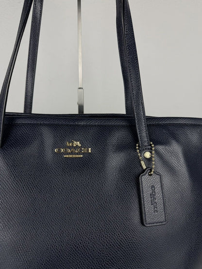 Coach crossgrain leather taxi tote dark navy