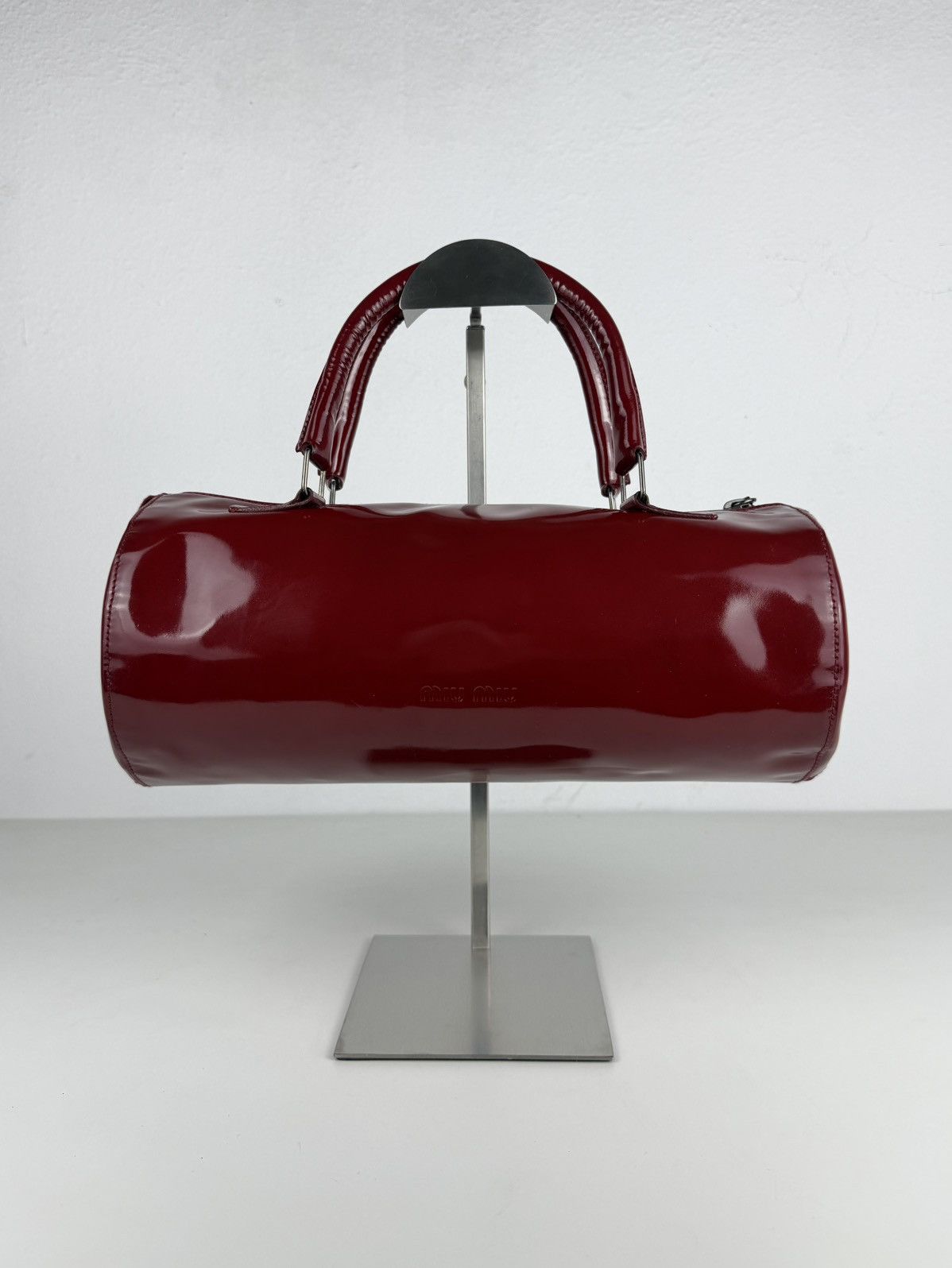 Vintage 90s Miu Miu patent leather cylindrical handbag