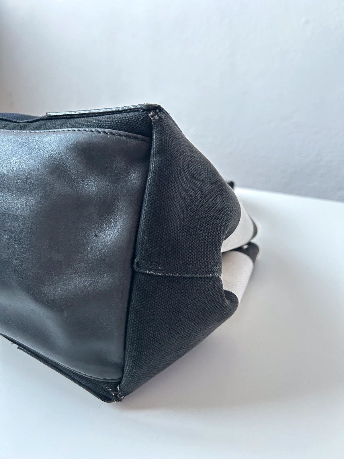Balenciaga navy cabas logo tote bag small