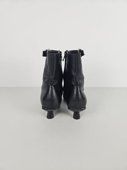 Archive Prada lamb leather kitten heel buckled ankle boots
