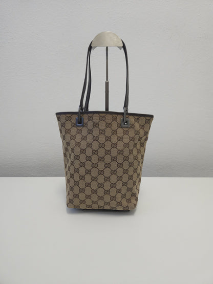 Vintage y2k Gucci gg monogram canvas and leather tote bag