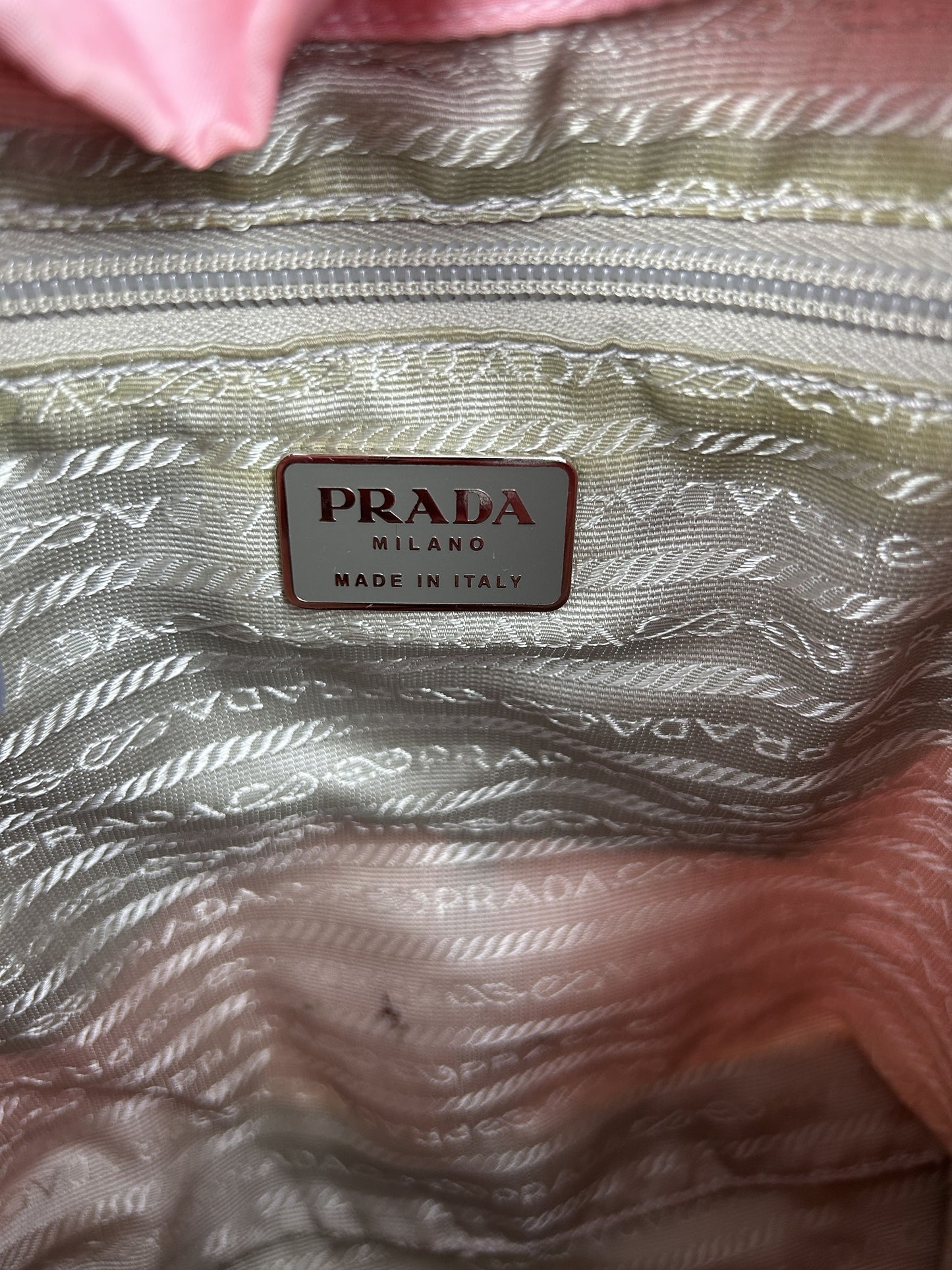 Prada nylon triangle logo pink backpack