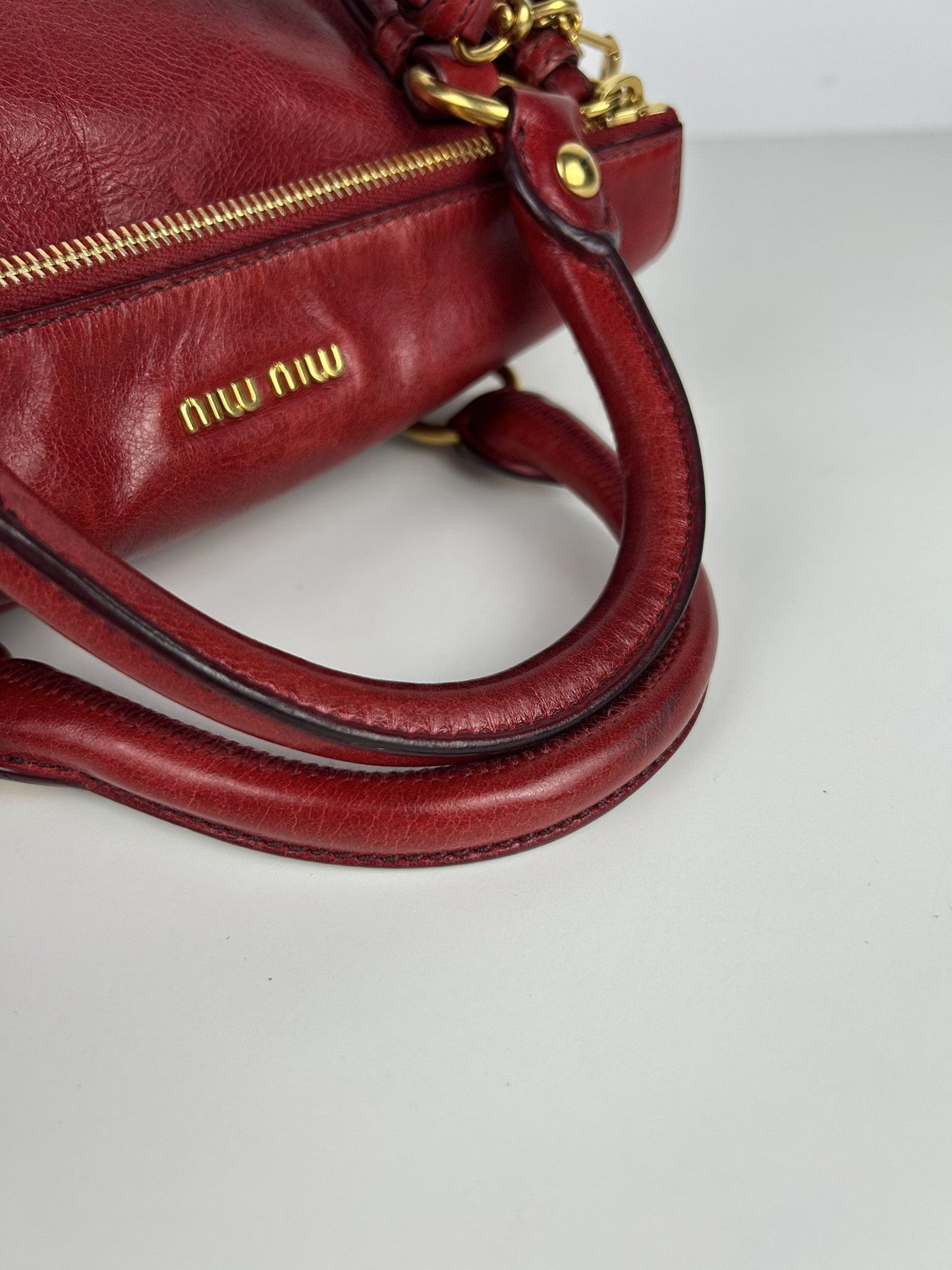 Miu miu vitello small bow bag in red