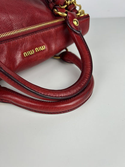 Miu miu vitello small bow bag in red