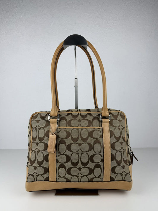 Coach signature canvas and leather satchel