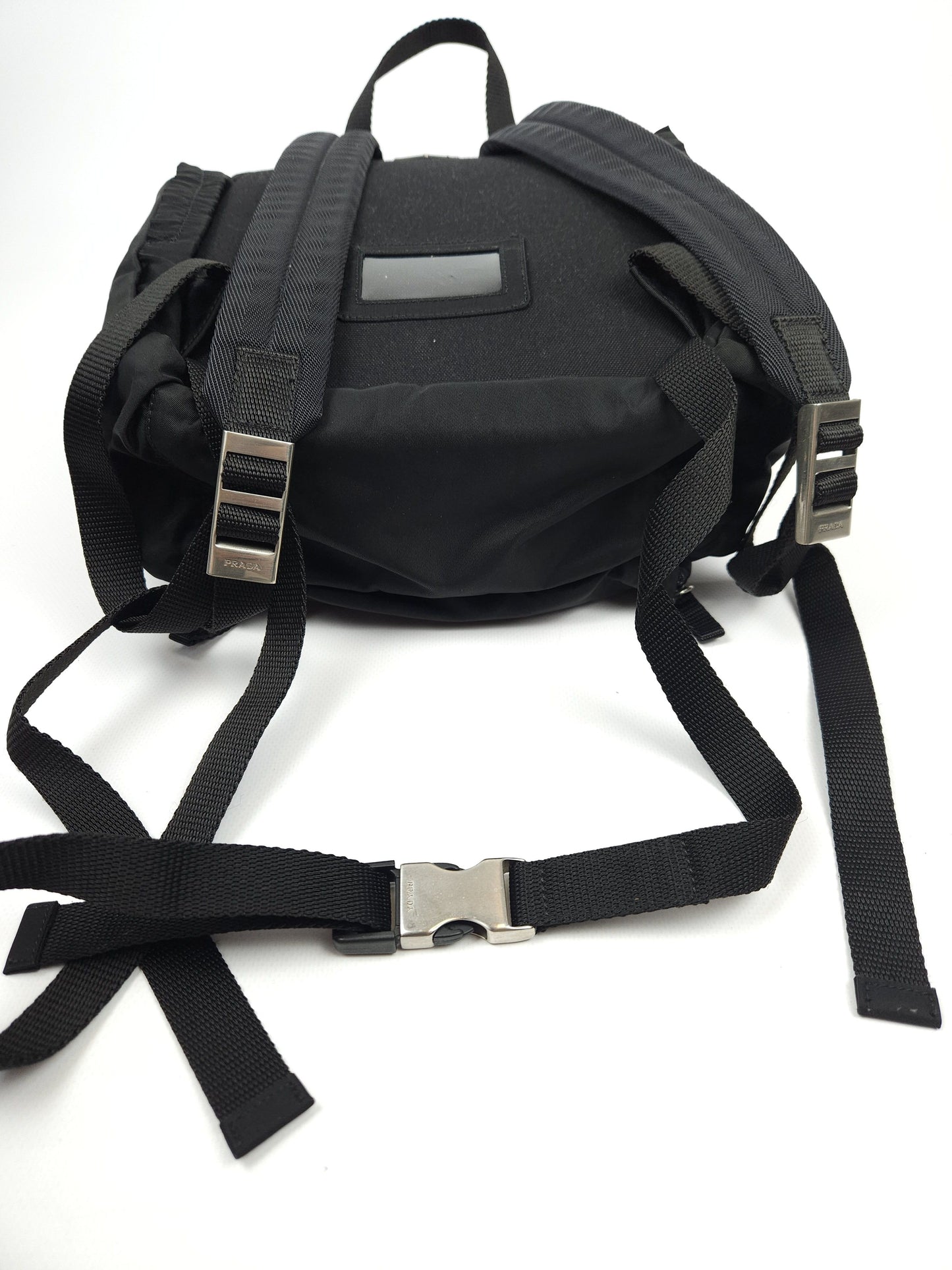Prada triangle logo nylon multipocket backpack