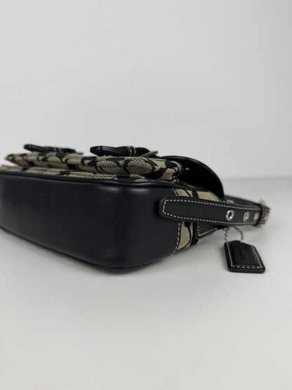 Coach signature leather and canvas shoulder/ crossbody bag