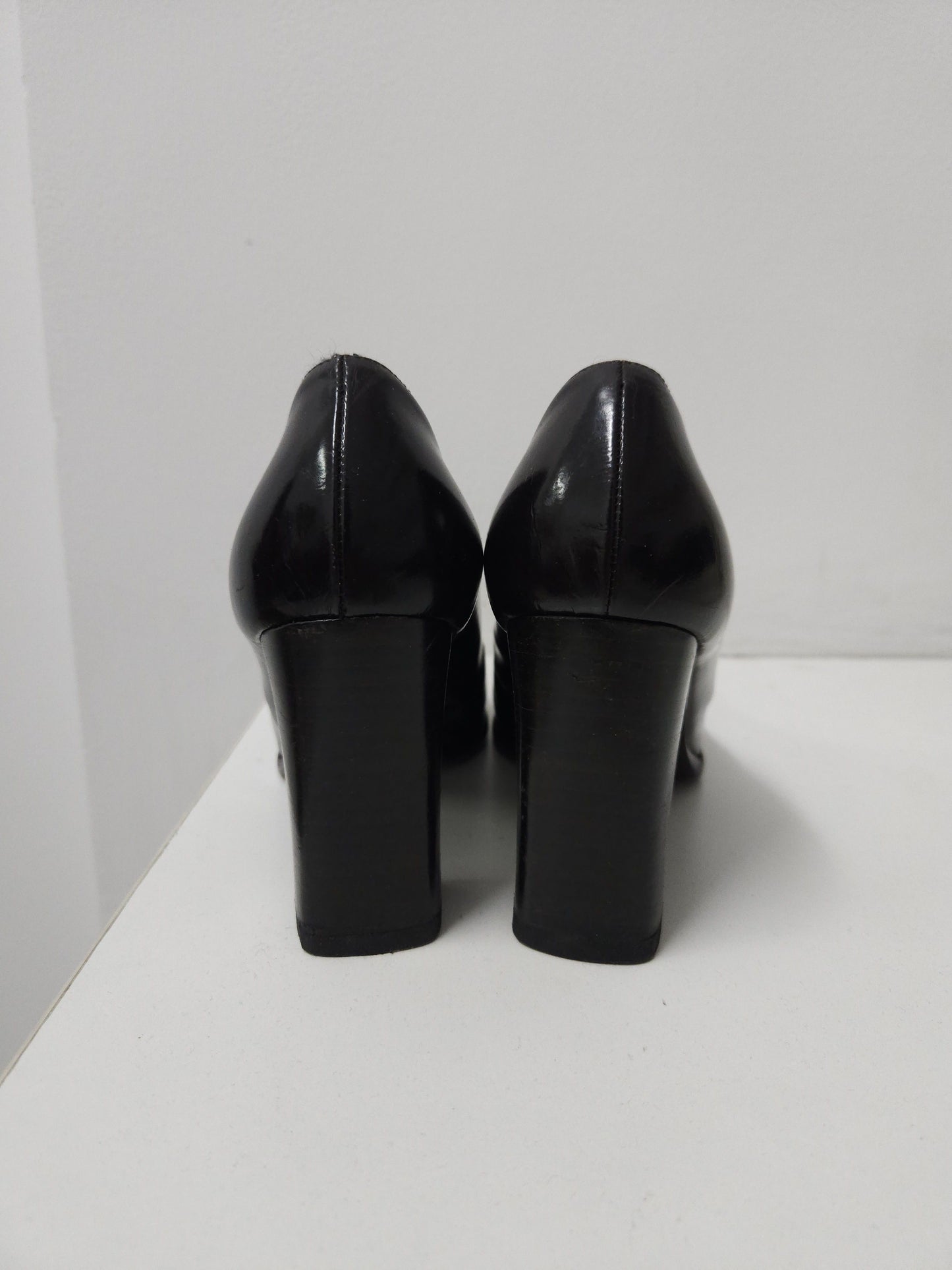 Archive Gucci square toe block heel pumps mules