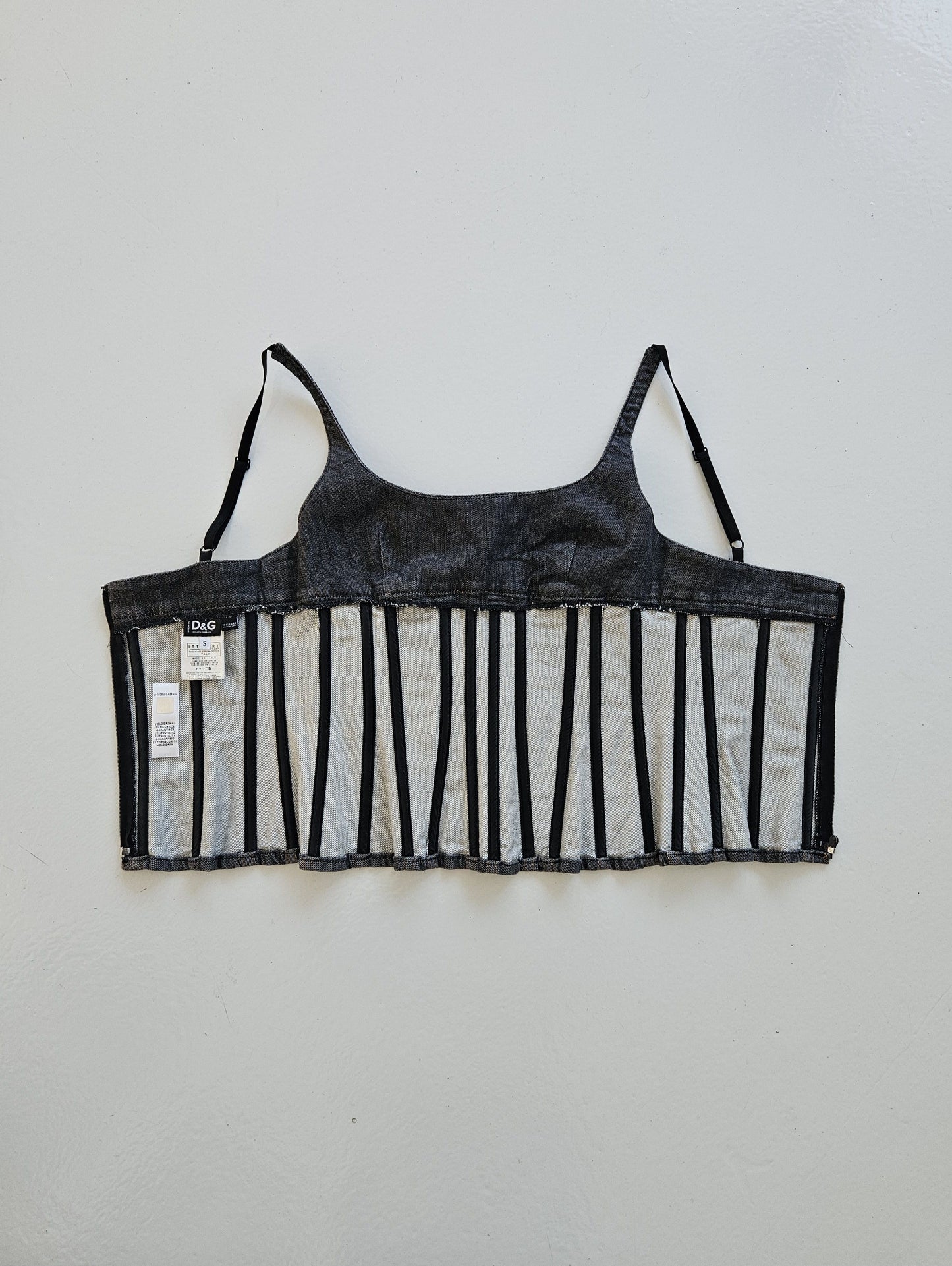 Archive y2k Dolce gabbana denim pleated corset top