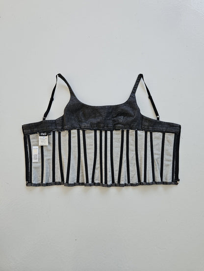 Archive y2k Dolce gabbana denim pleated corset top
