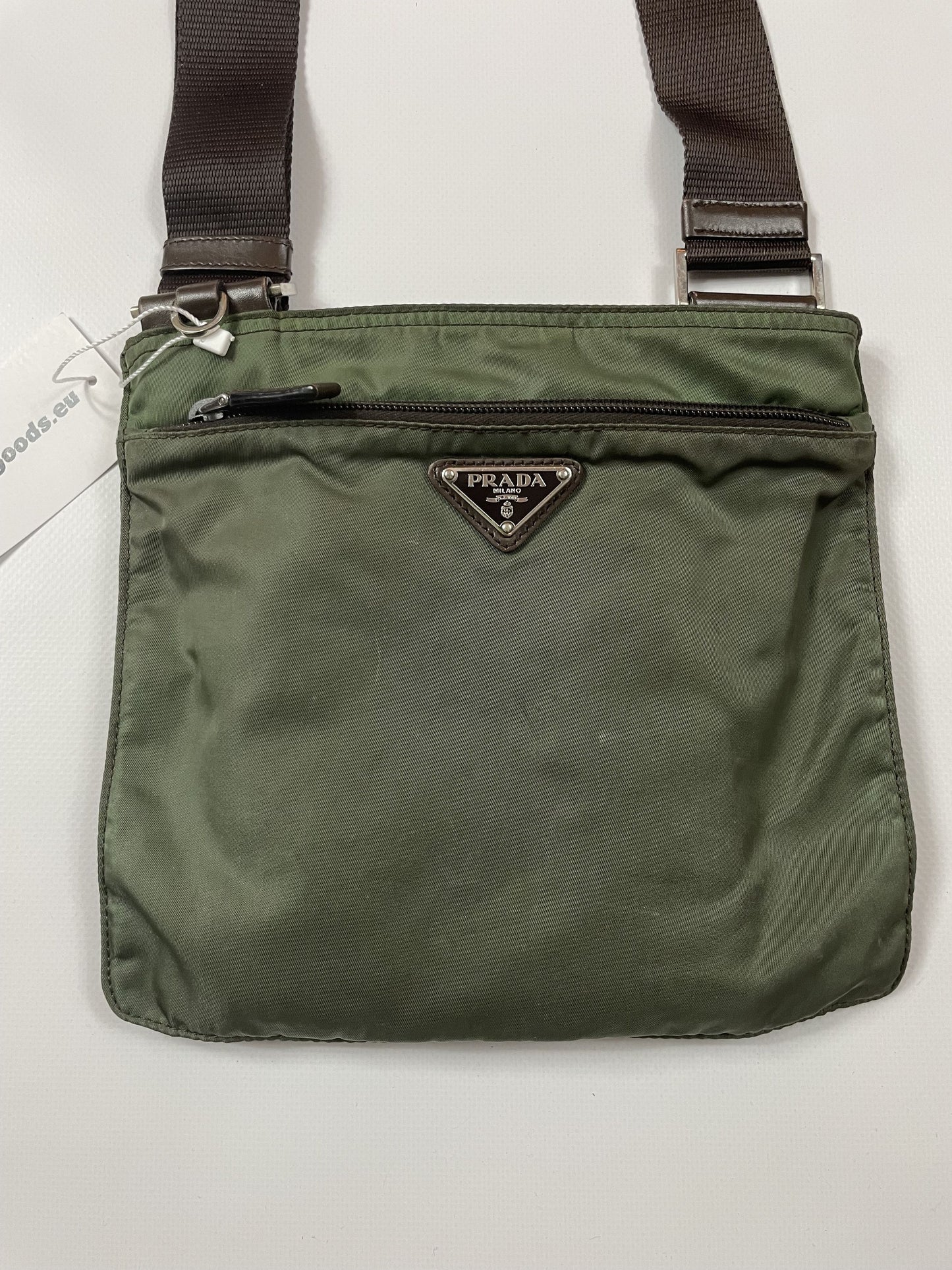 Prada nylon triangle logo small shoulder crossbody bag