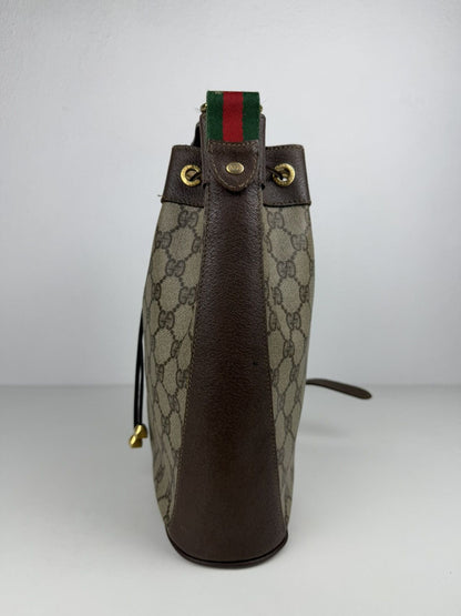 Vintage 80s Gucci monogram drawstring bucket bag