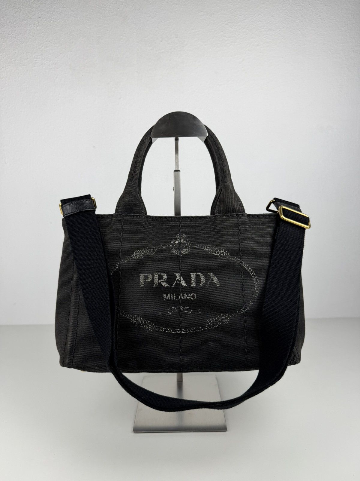 Prada canapa canvas tote small