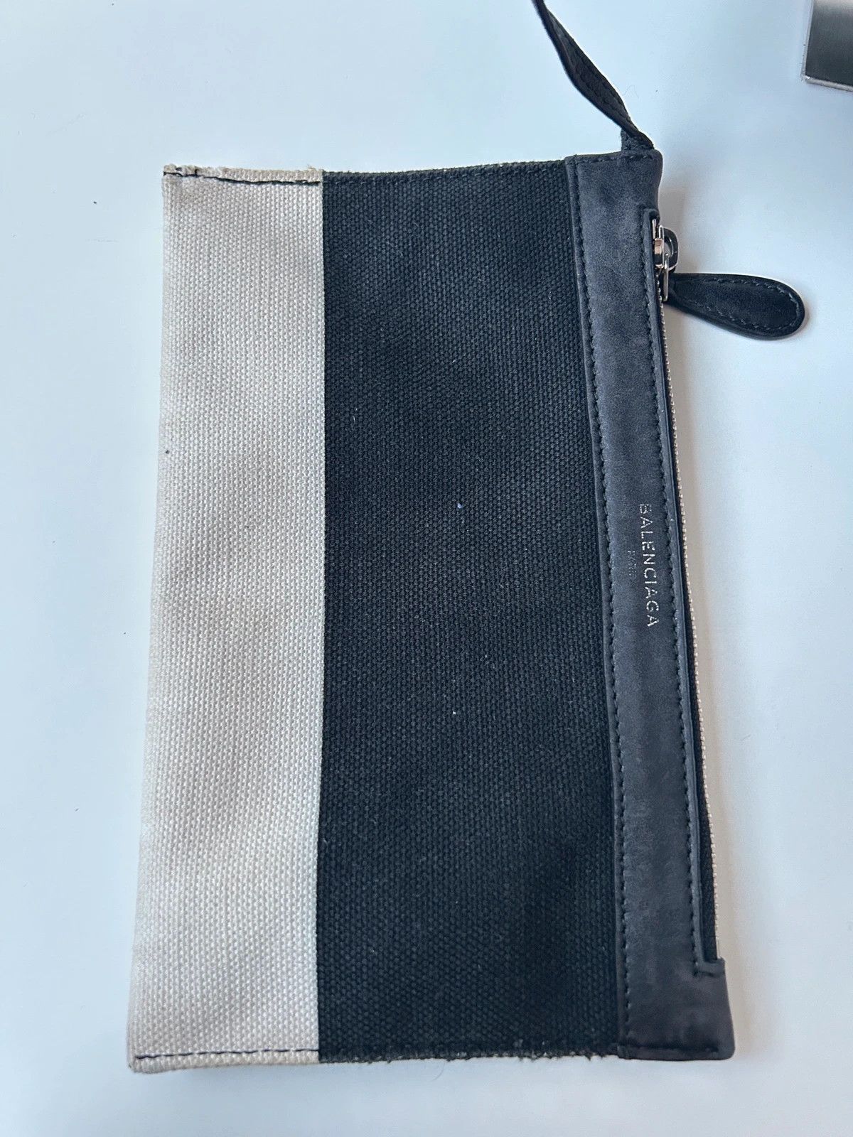 Balenciaga navy cabas logo tote bag small