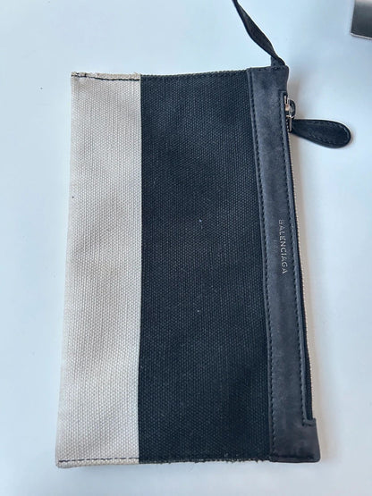 Balenciaga navy cabas logo tote bag small