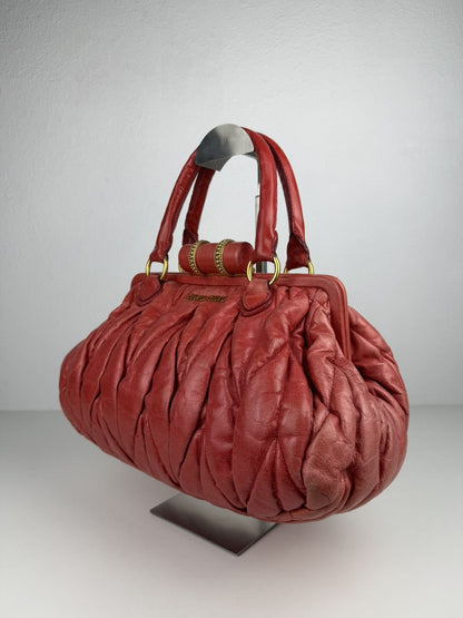 Miu Miu matelasse pleated leather handbag