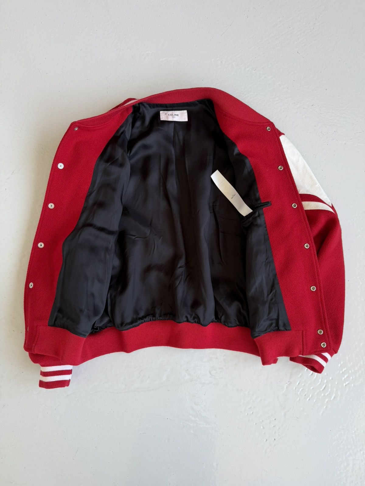 Celine Jackson C patch teddy varsity jacket