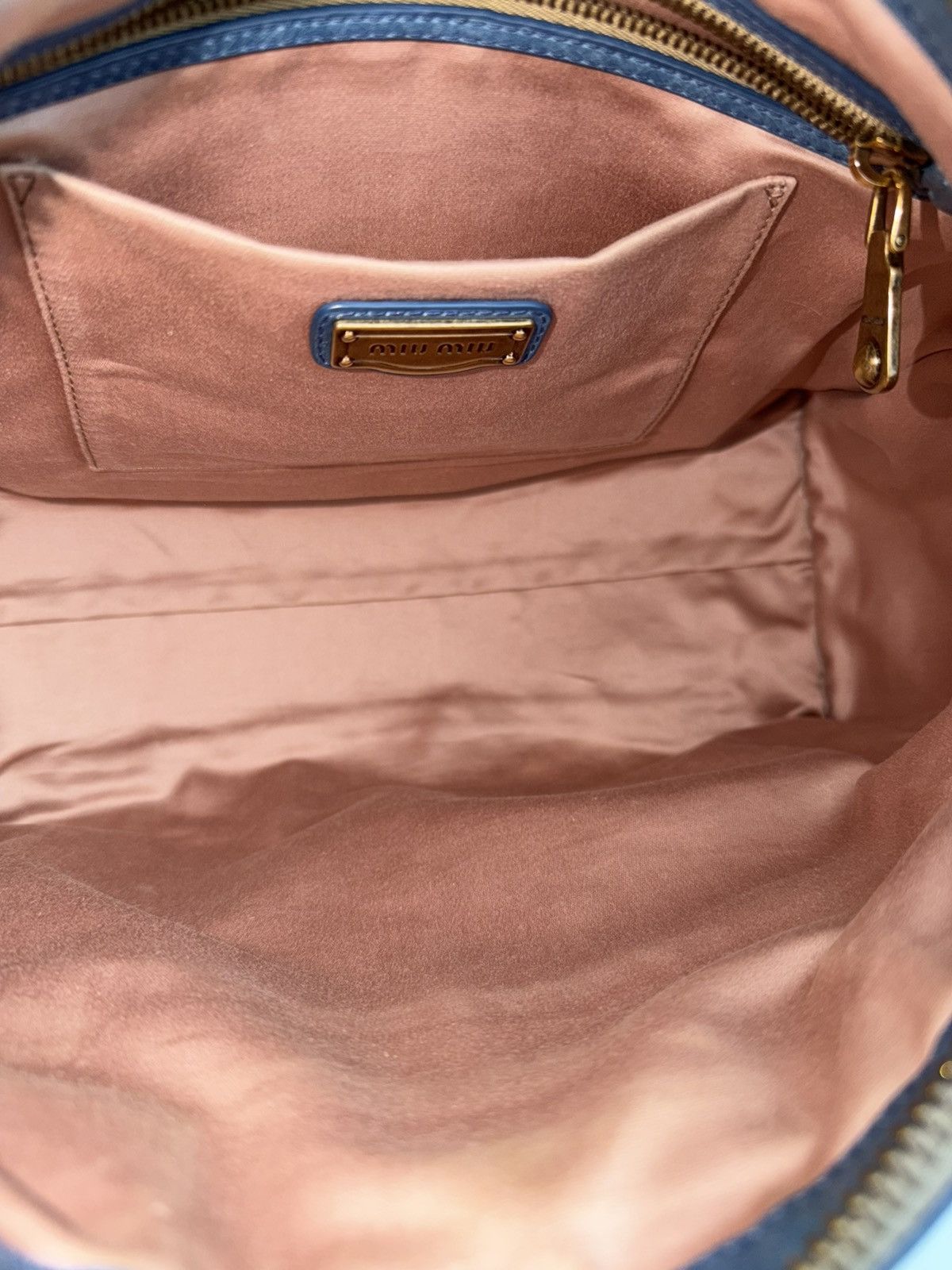 Miu miu vitello lux top zip handbag in turquoise