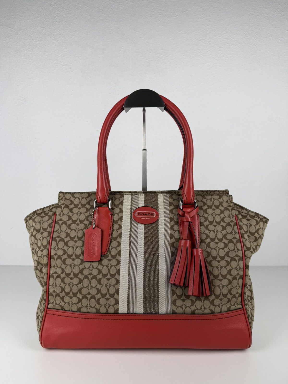 Coach legacy stripe candace carryall tote