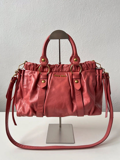 Miu miu vitello bauletto aperto handbag in coral pink