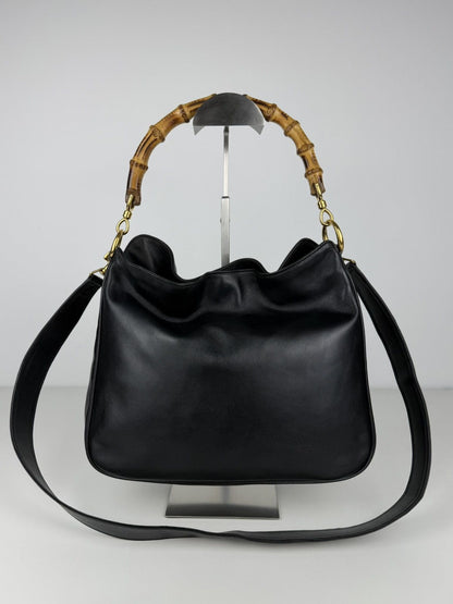 Vintage 80s Gucci bamboo top handle hobo handbag