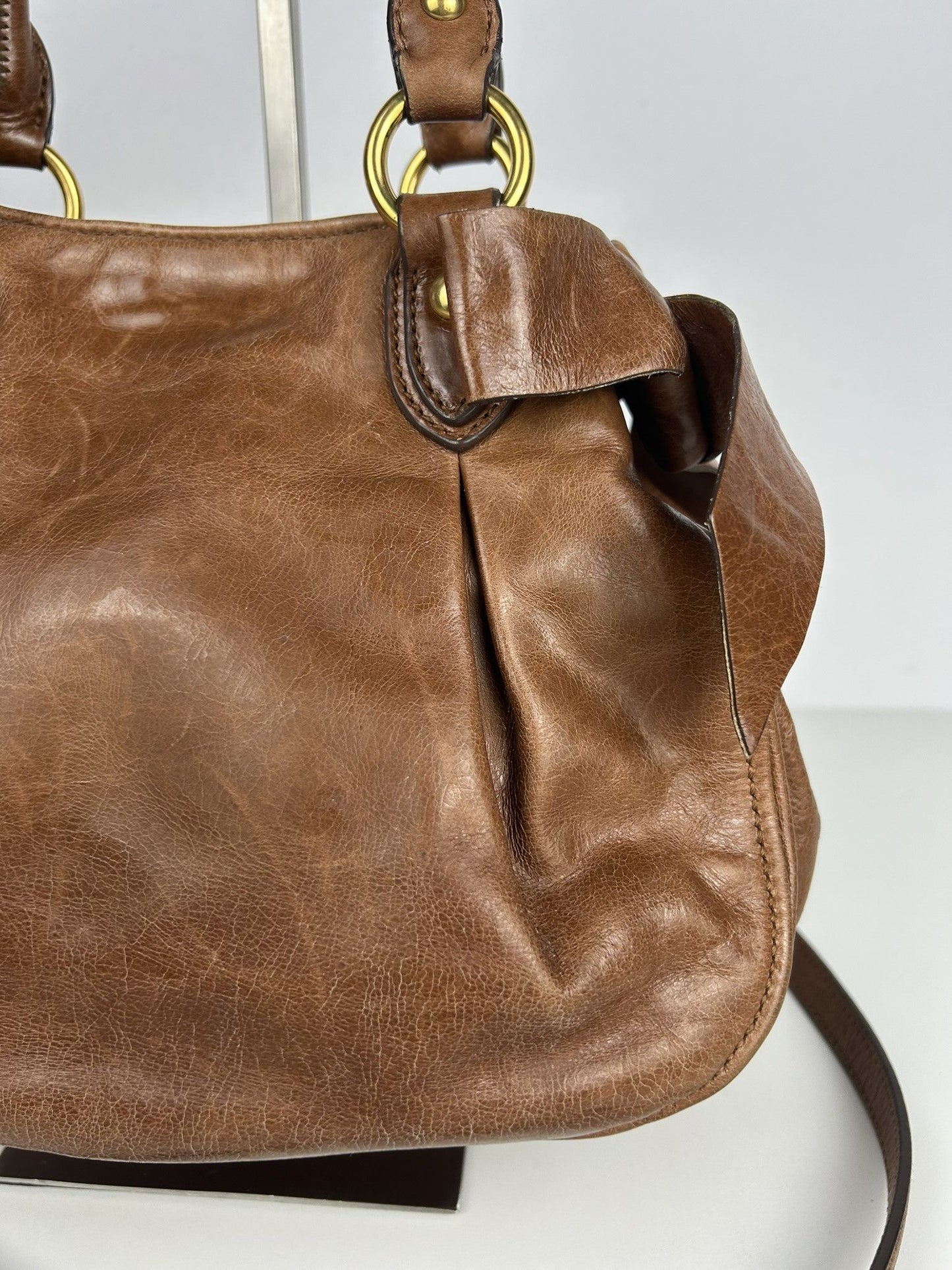 Miu miu mini bow bag in brown