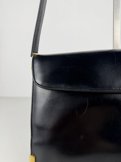 Vintage 70s Dior box calf leather shoulder bag