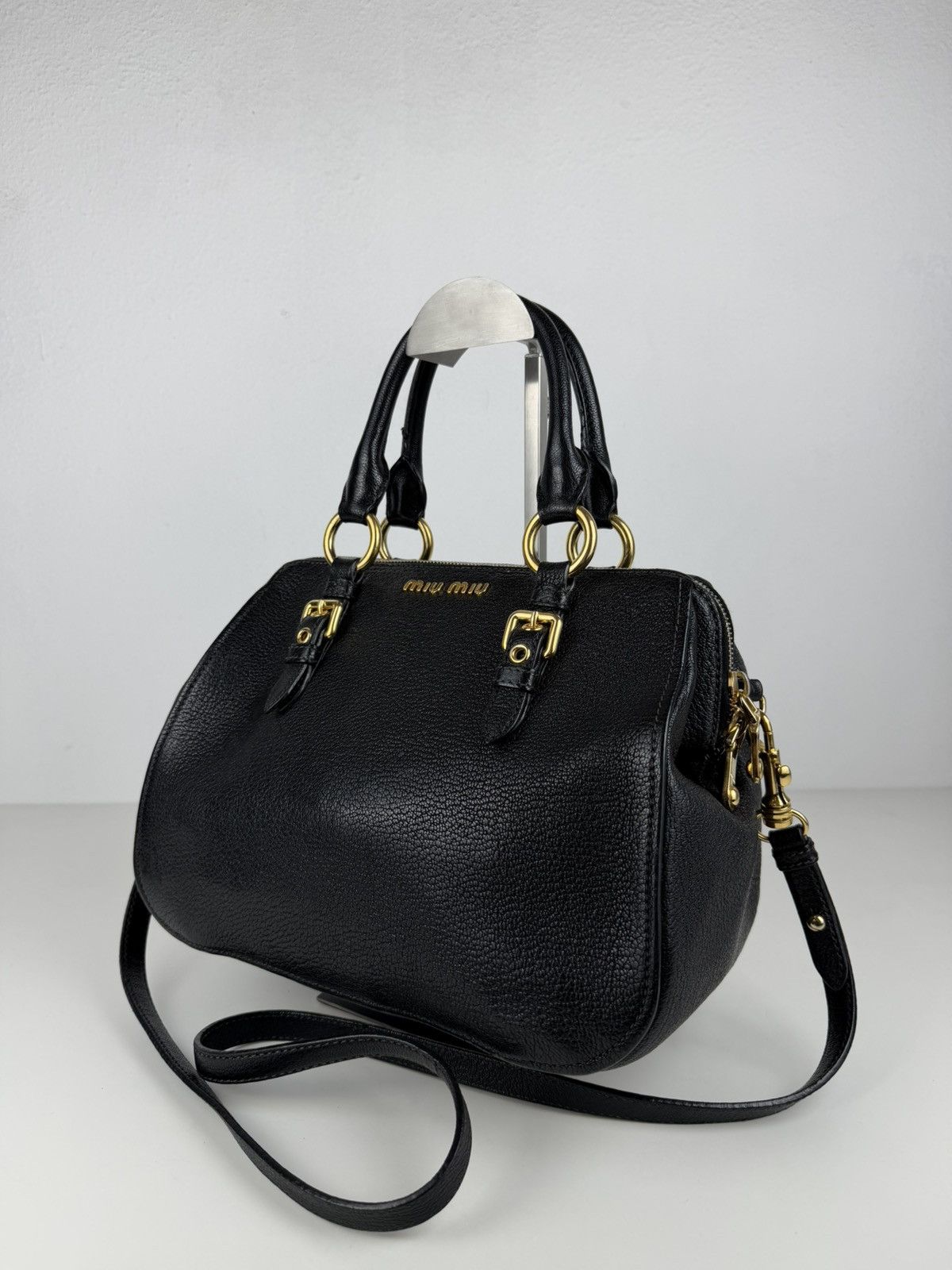 Miu miu madras leather mini boston bag