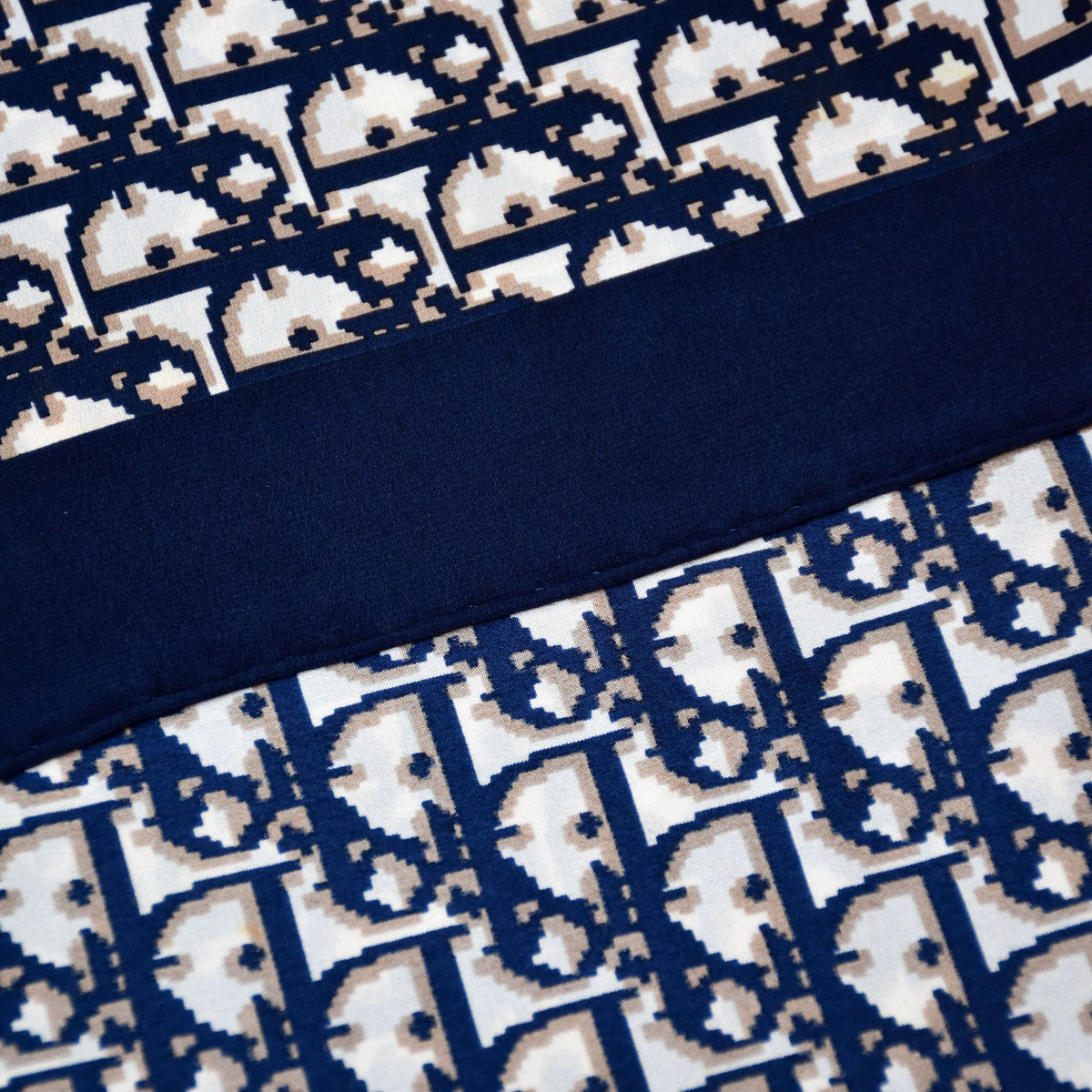 Vintage Dior trotter silk scarf navy & beige