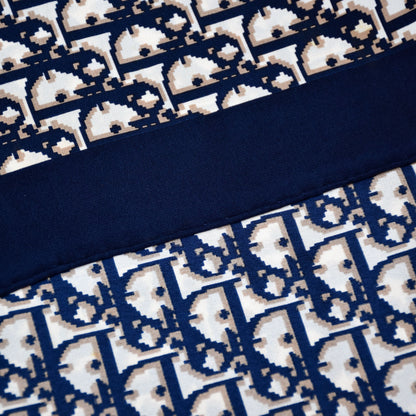 Vintage Dior trotter silk scarf navy & beige