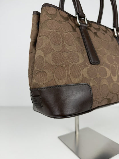 Coach Hamptons leather and canvas signature tote