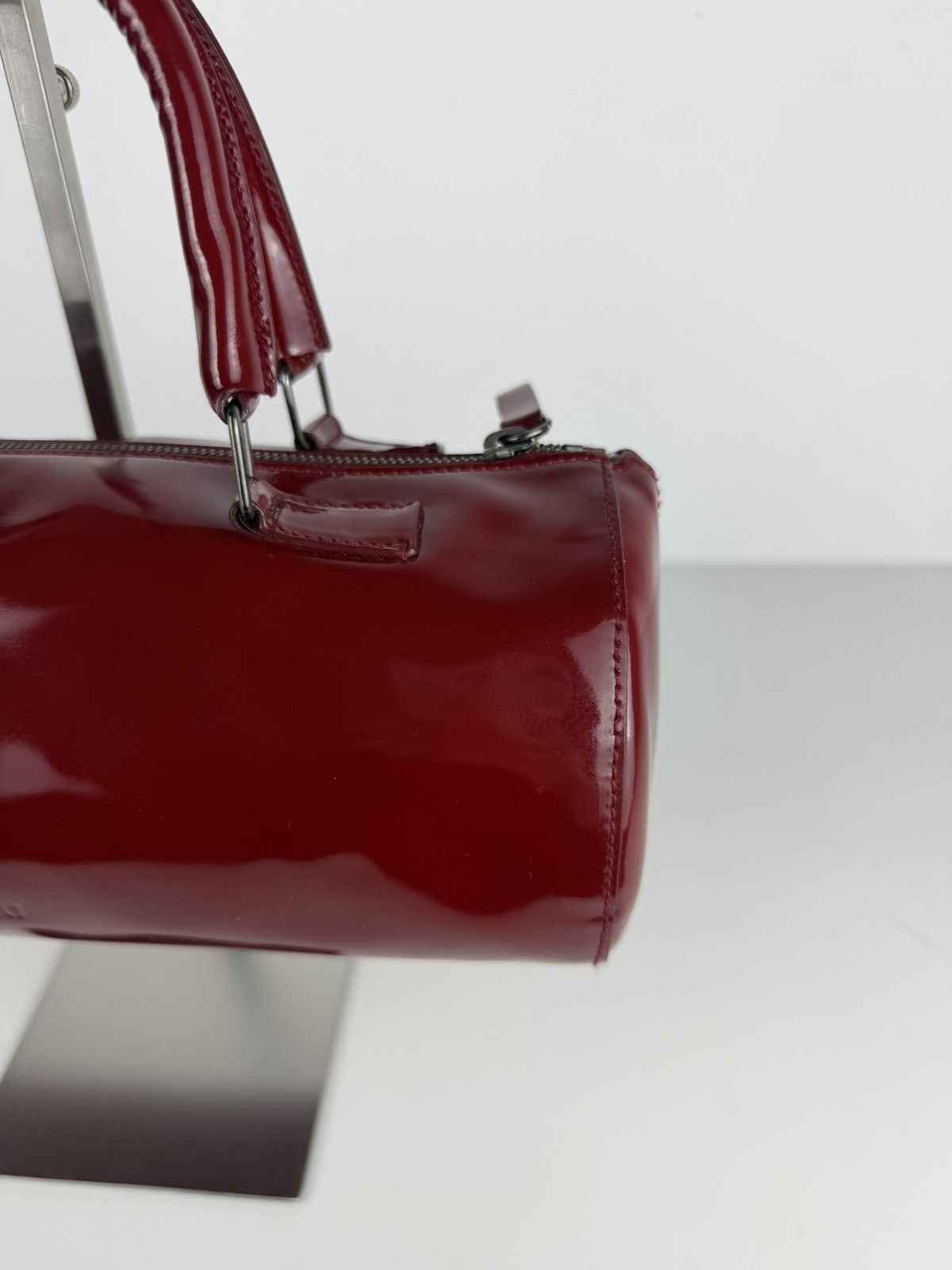 Vintage 90s Miu Miu patent leather cylindrical handbag