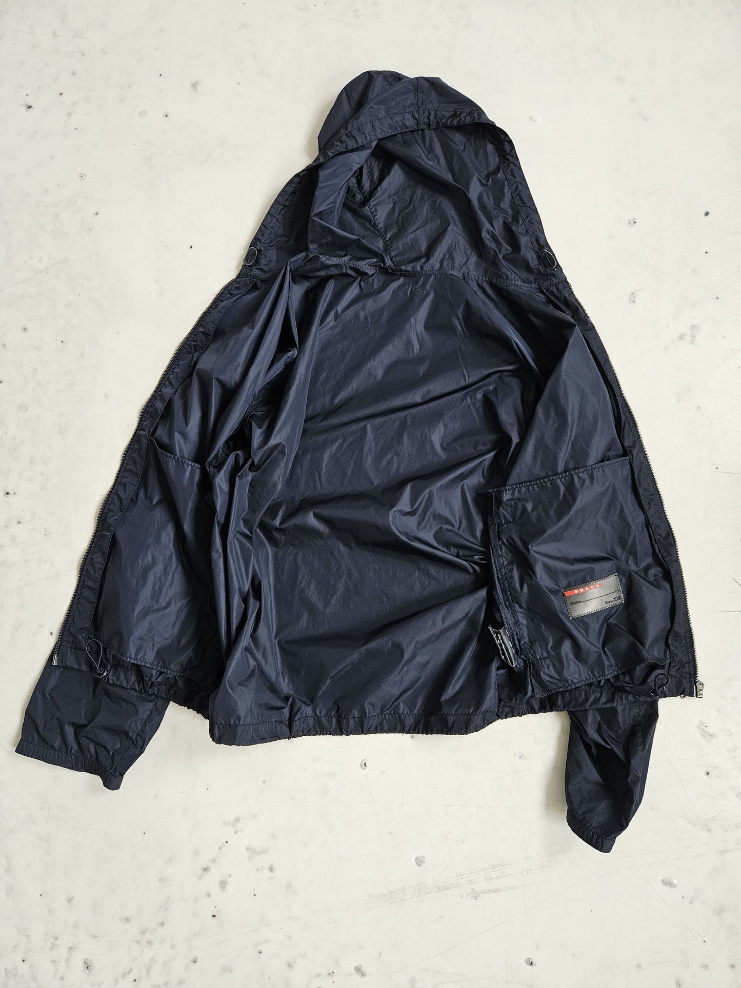 Prada sport art scg59h nylon chest logo hooded windbreaker