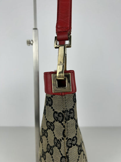 Vintage y2k Gucci monogram canvas and leather shoulder bag
