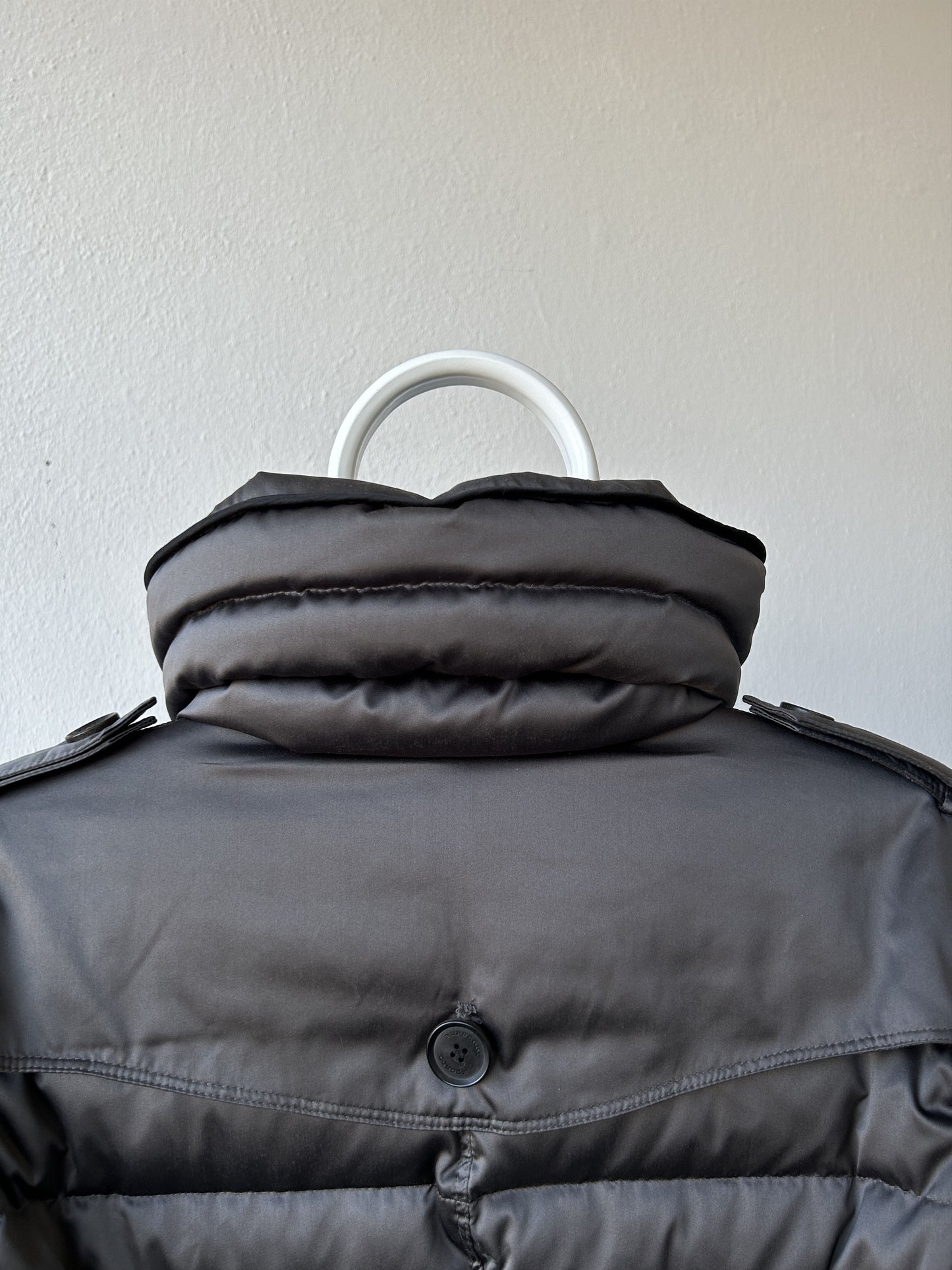 Burberry high collar belted short puffer jacket