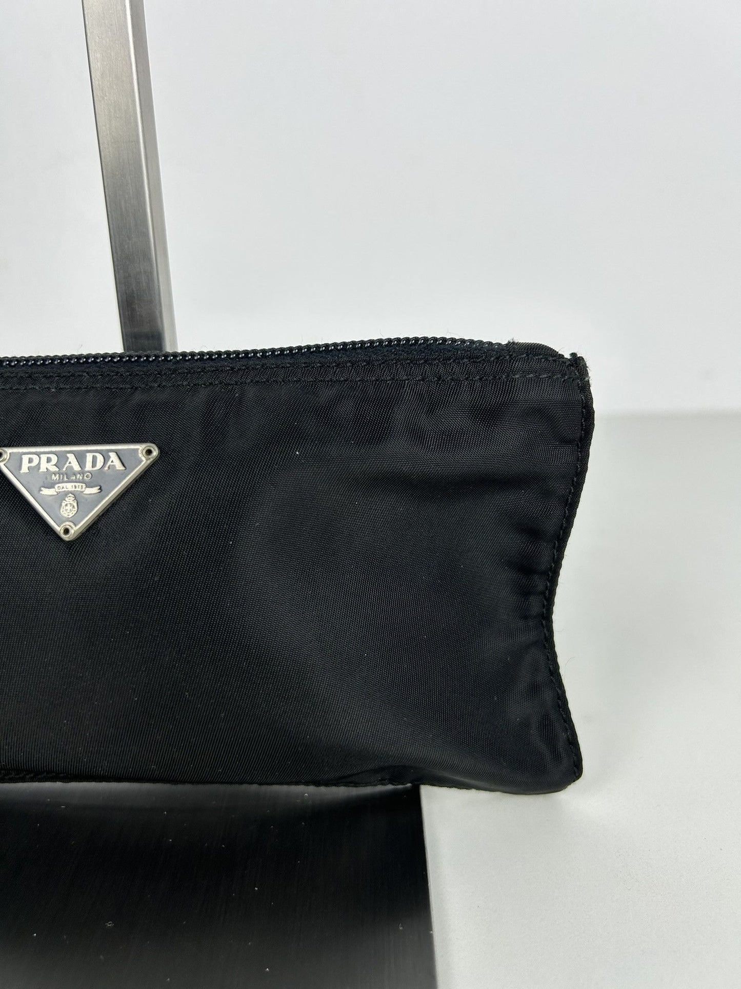 Prada nylon triangle logo mini pouch