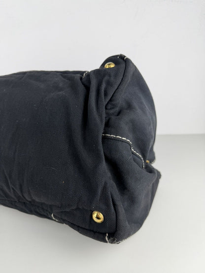 Prada canapa large canvas tote bag
