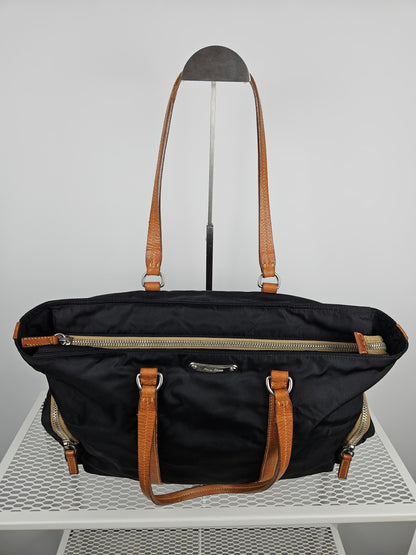 Archive miu miu nylon leather tote bag with cargo pockets