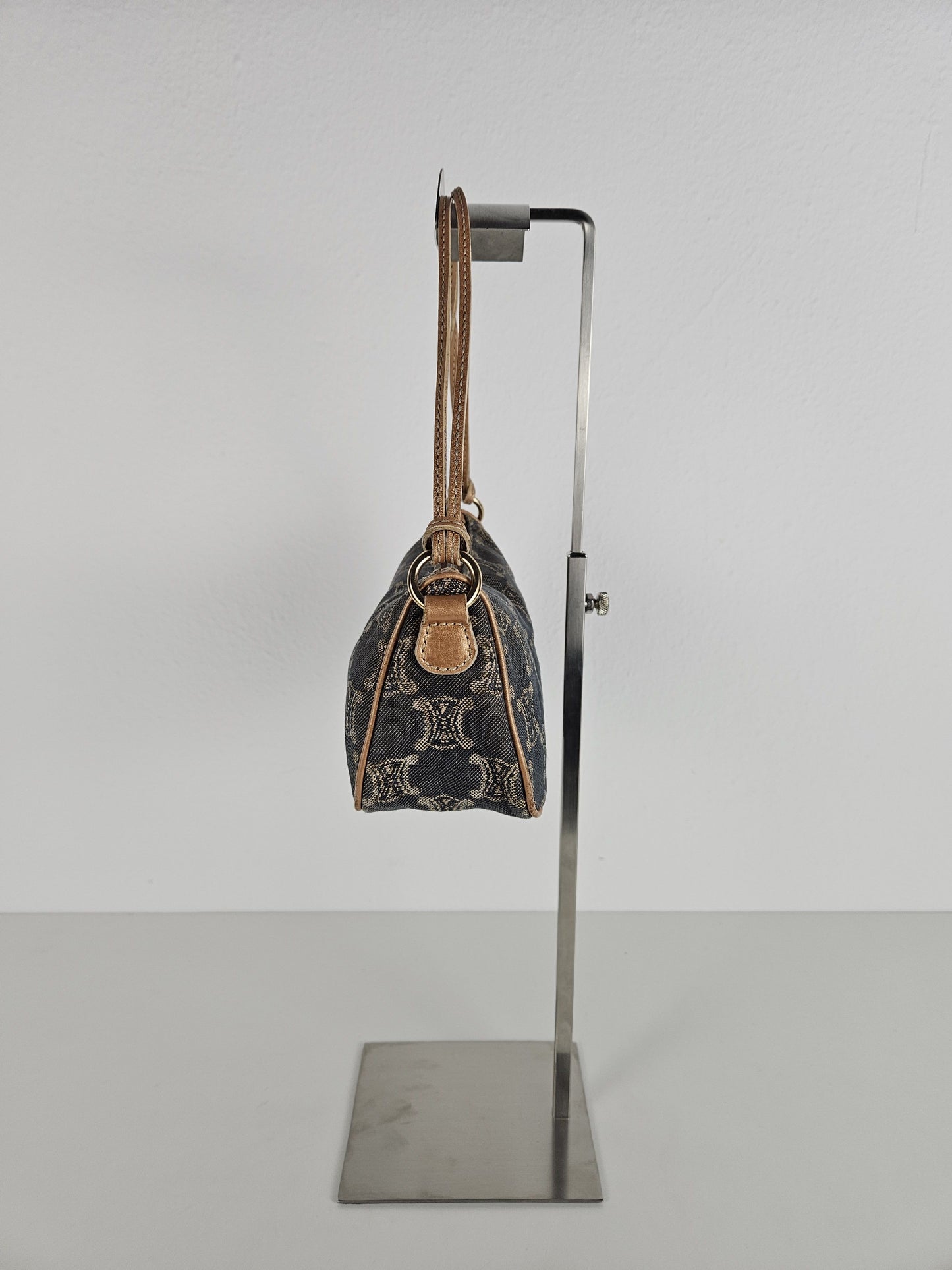 Vintage celine triomphe denim mini handbag pochette baguette