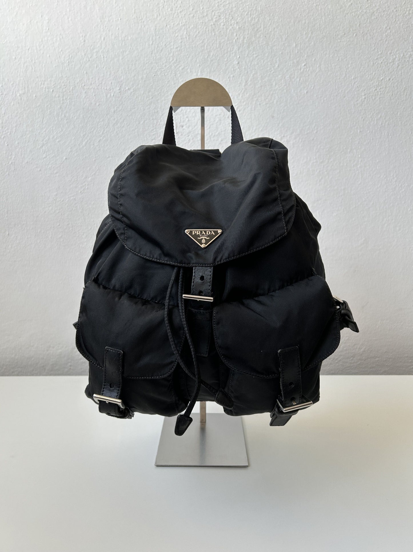 Prada nylon triangle logo cargo backpack