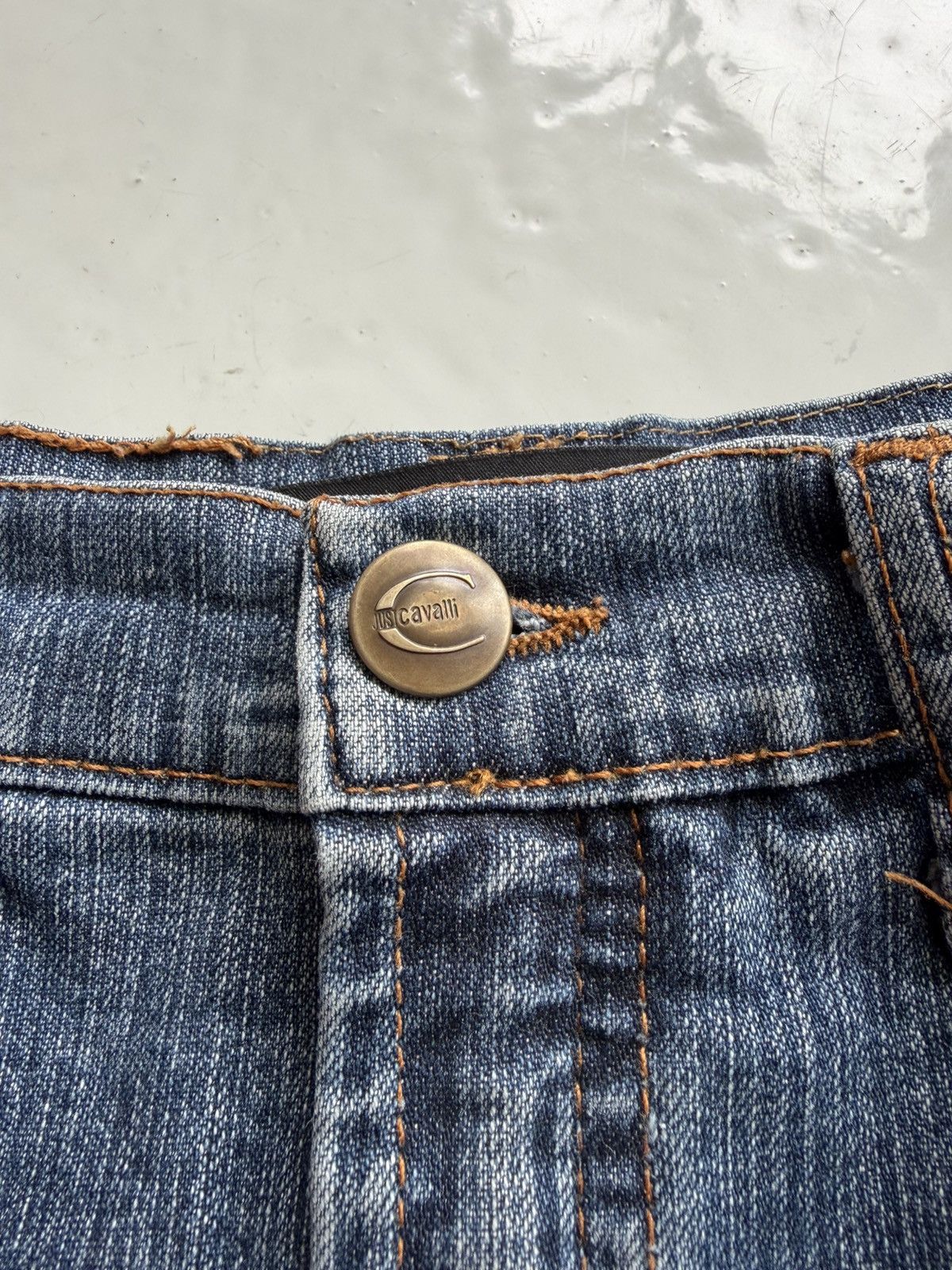 Just Cavalli y2k washed denim pencil skirt