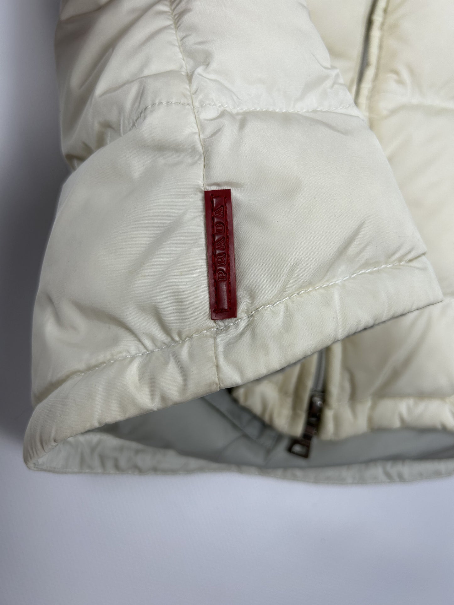 Vintage y2k archive Prada sport red tab hooded puffer vest