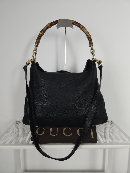 Gucci bamboo top handle hobo handbag with shoulder strap