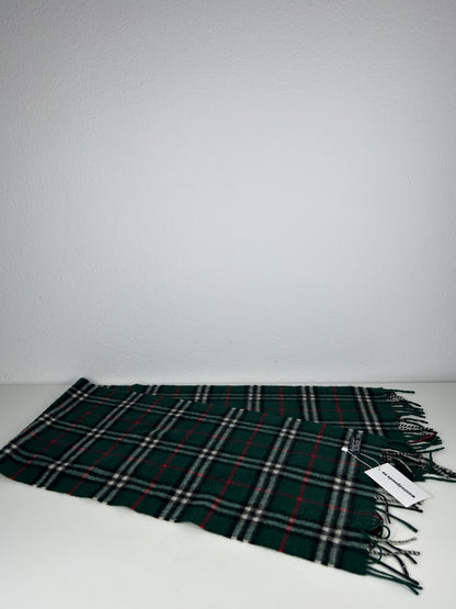 Vintage Burberry green nova check cashmere scarf