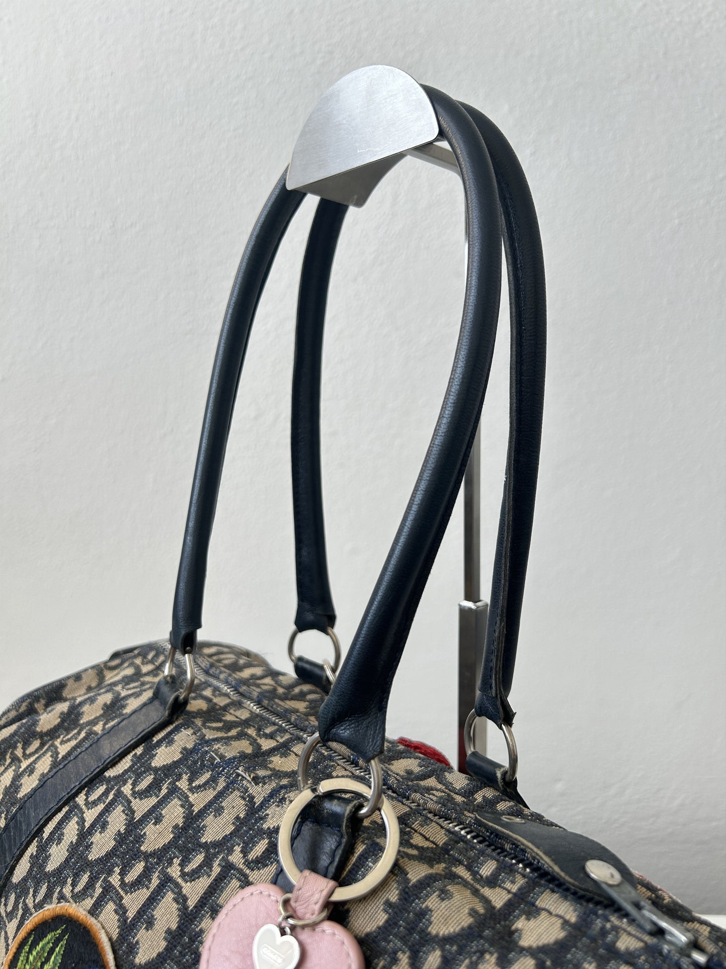 Vintage 80s customised Dior trotter oblique monogram canvas mini bowling bag