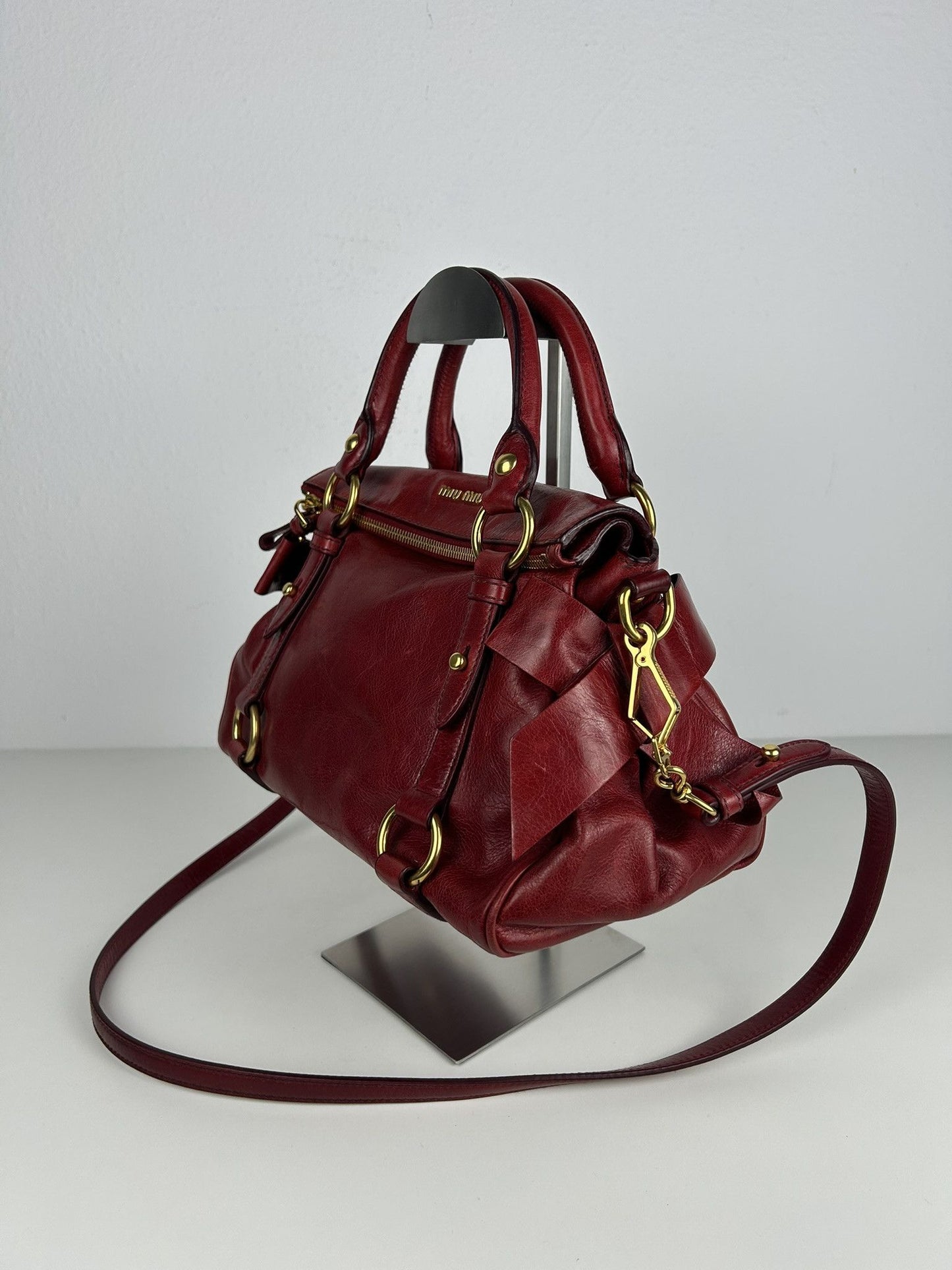 Miu miu vitello small bow bag in red