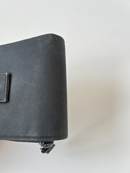 Prada nylon and saffiano leather triangle logo zip wallet