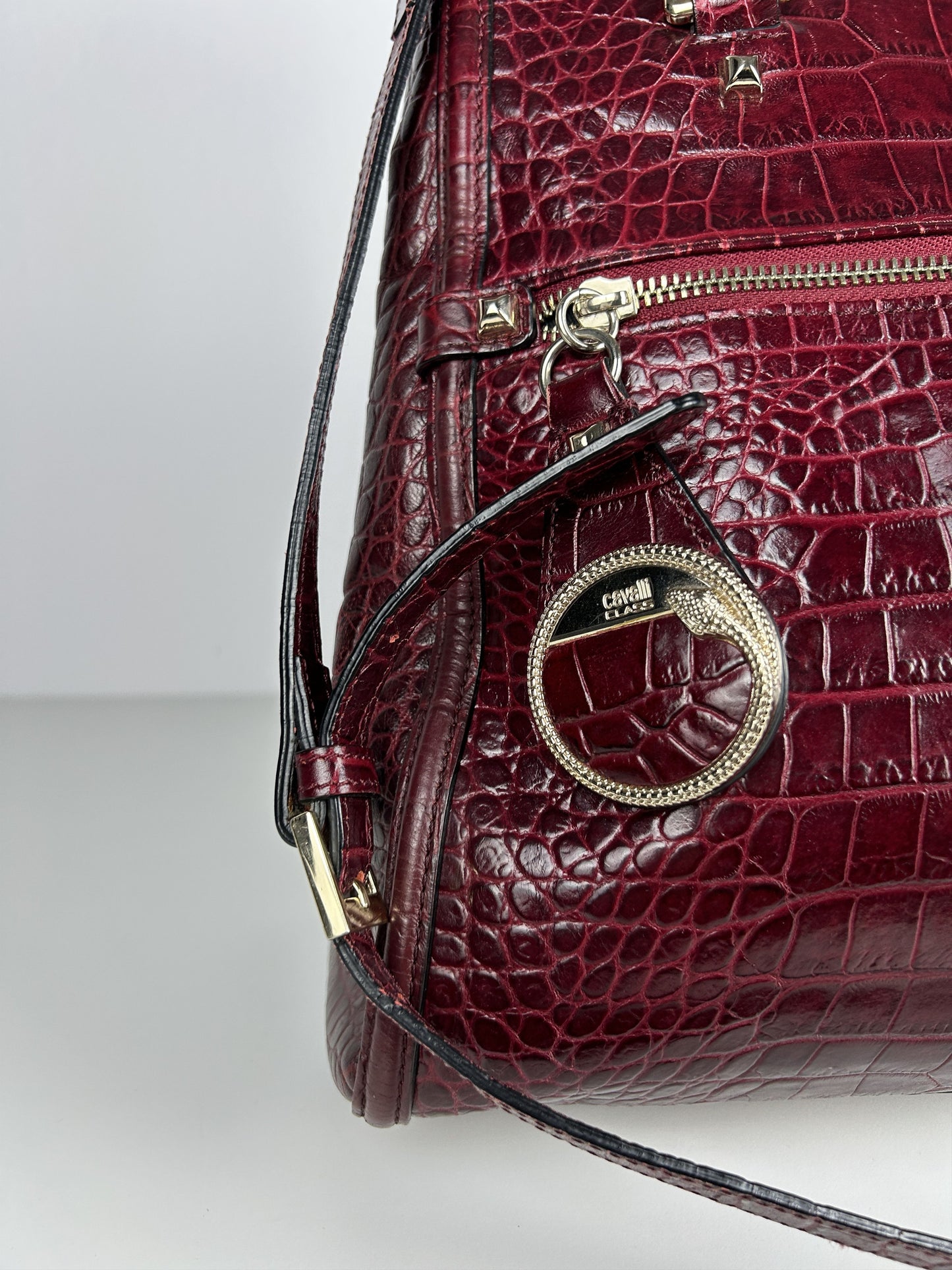 Vintage Y2k Cavalli class embossed leather handbag