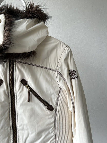 Archive y2k Miss Sixty faux fur lined hooded bomber