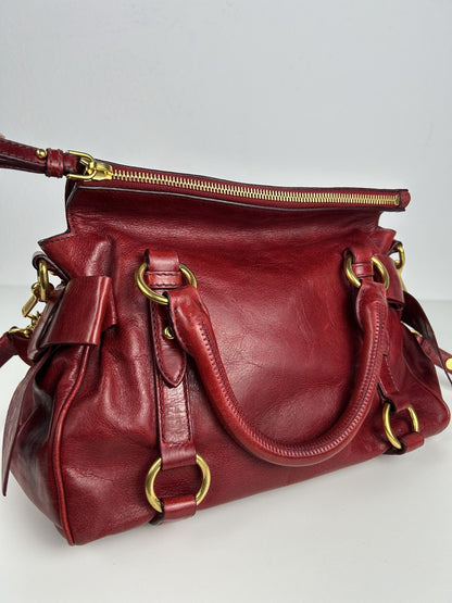 Miu miu vitello small bow bag in red